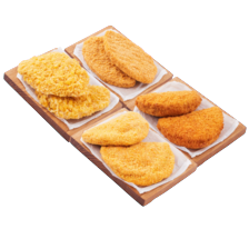 Kipschnitzel
naturel, saté of krokant,
kipburger
of kip cordon bleu
2 pakjes van 2 stuks à 100-125 gram